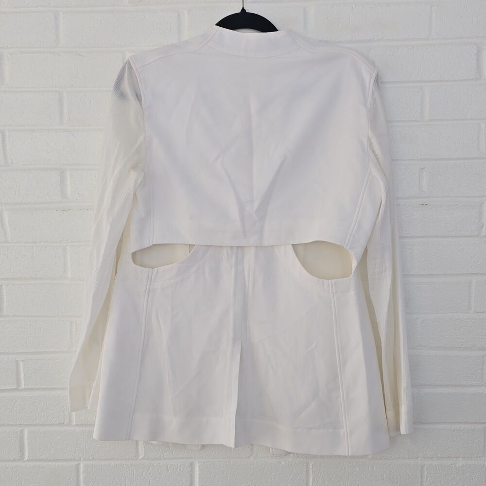 Helmut Lang Women’s White Open Back Knit Viscose Blazer Single Button Size 8 - Picture 10 of 11